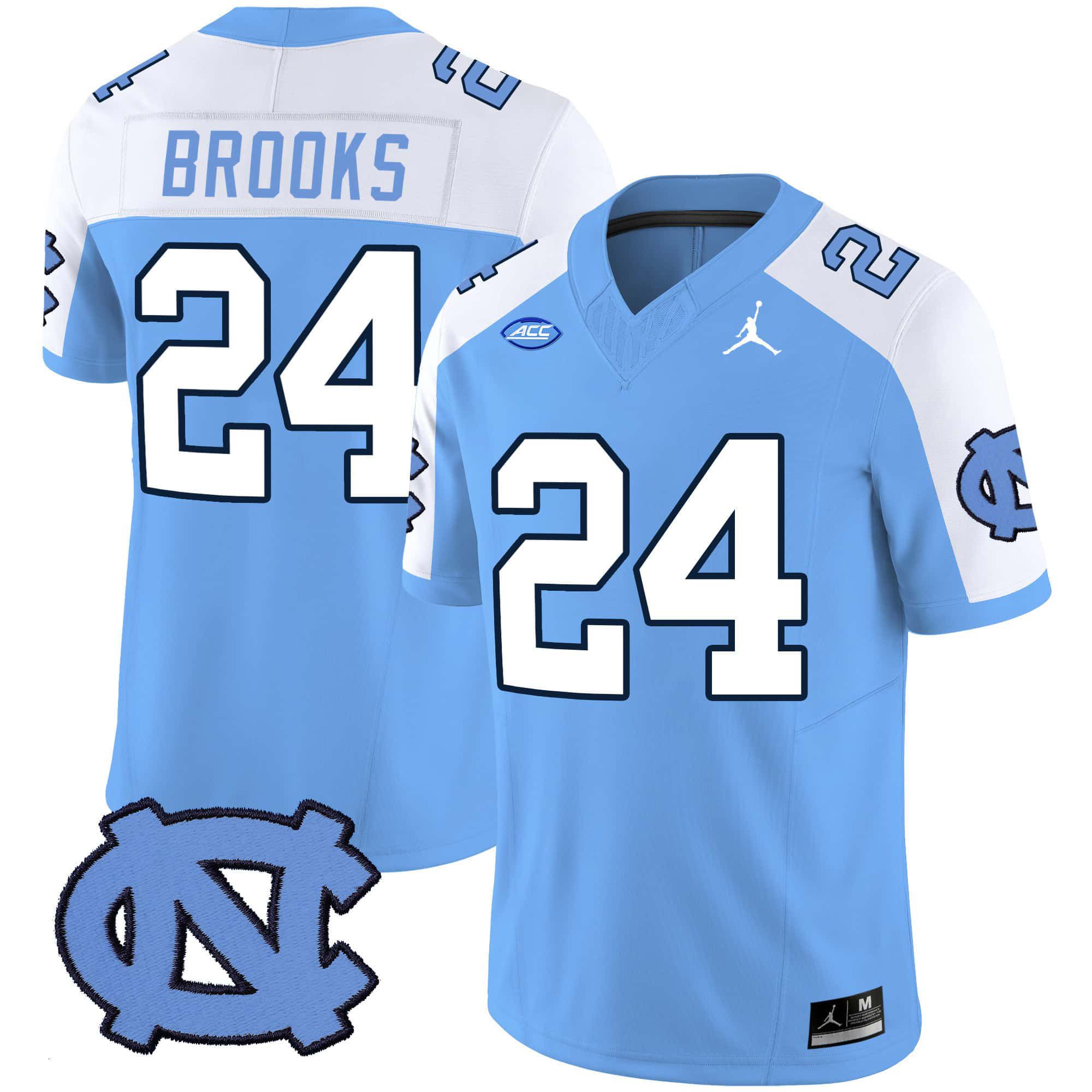 Men North Carolina Tar Heels #24 Brooks Light Blue 2024 Vapor Limited NCAA Jersey->customized nfl jersey->Custom Jersey